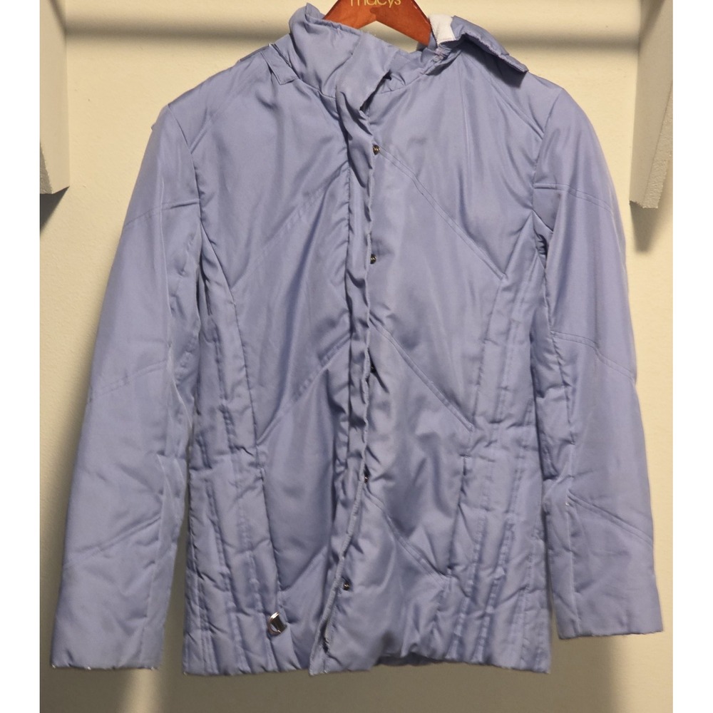 Mixit Women's Medium Long Sleeve Blue Lined Nylon Zip Off Hooded Winter Jacket